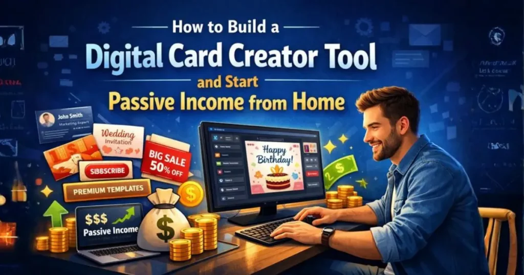 build a digital card creator tool and earn money passively from it